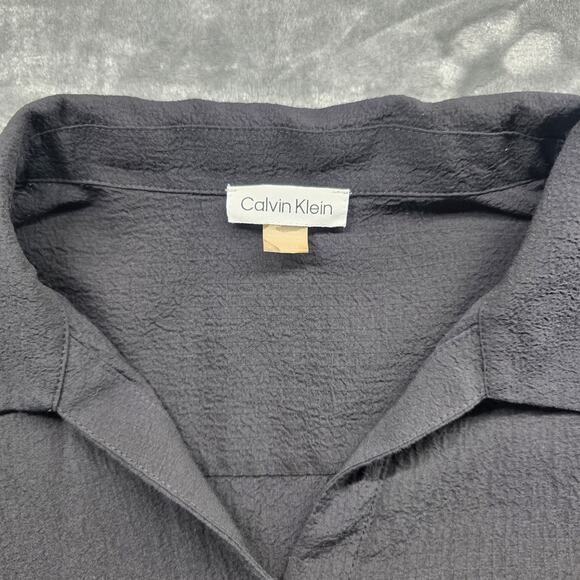 Calvin Klein women blouse black button front long sleeve top size M - Picture 6 of 12